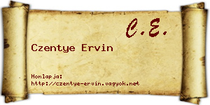 Czentye Ervin névjegykártya