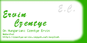 ervin czentye business card
